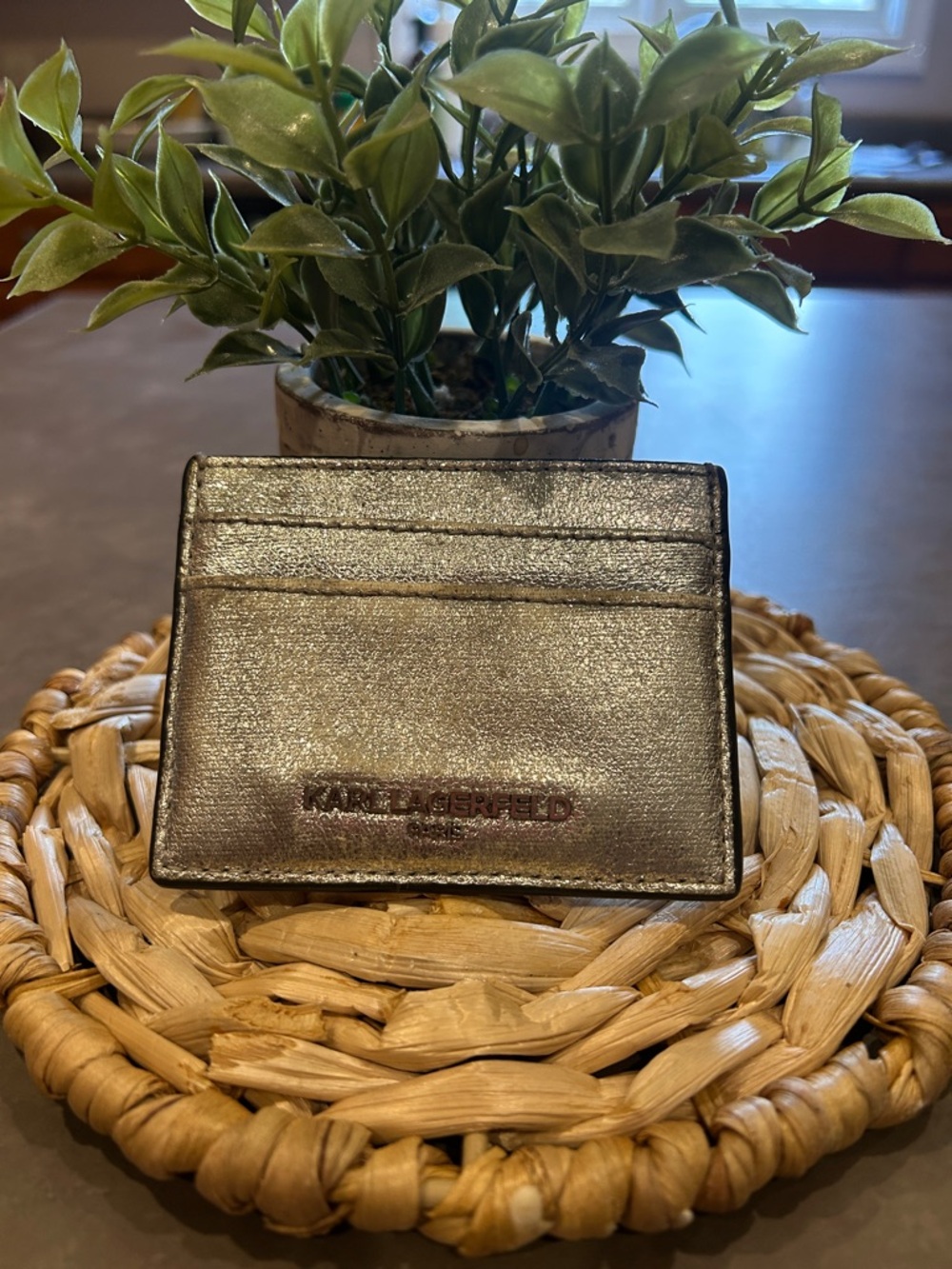 Karl Lagerfeld Metallic Silver Card Case wallet